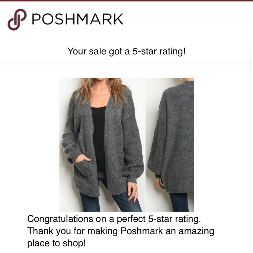 CHARCOAL GREY KNIT CARDIGAN SWEATER - Picture 8 of 8